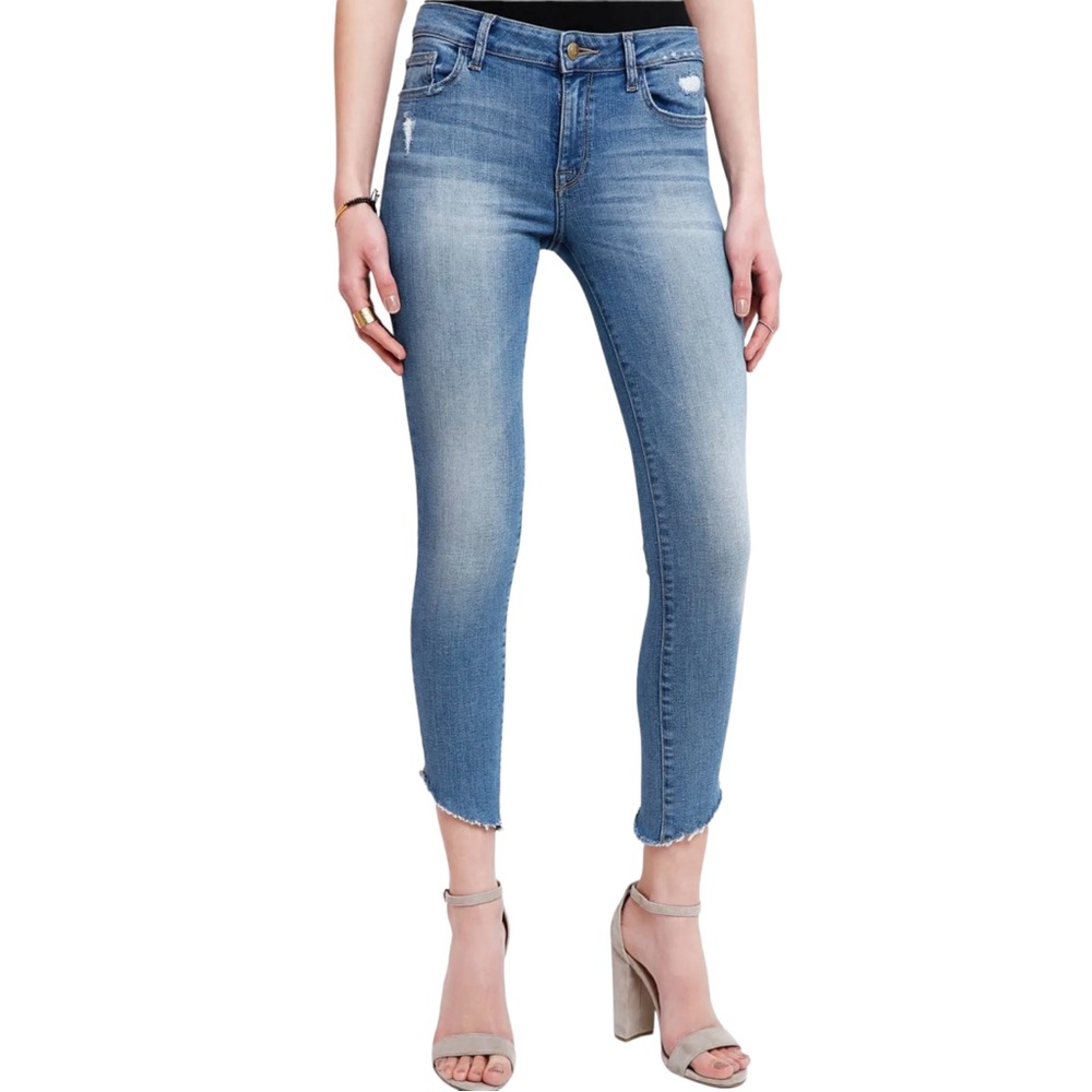 DL1961 Size 26 Margaux Instasculp Mid Rise Ankle Skinny Jeans Medium Wash Blue